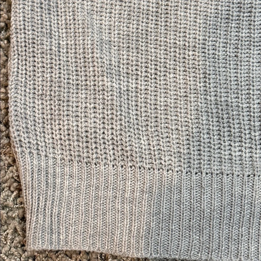 Light Gray Open-Front Ribbed Long Cardigan Sweater (XL)